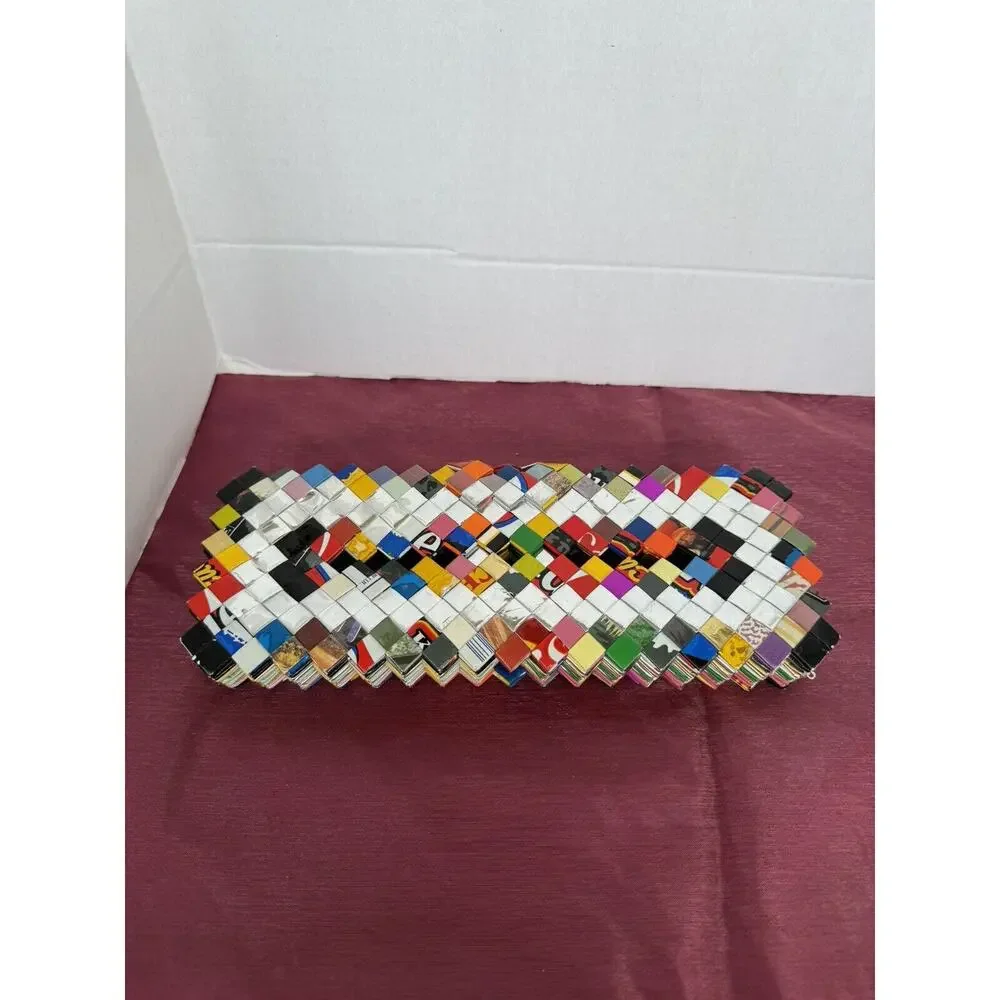 Woven Candy Snack Wrapper Picture Album Recycled Handmade Colorful Art 12 Photos